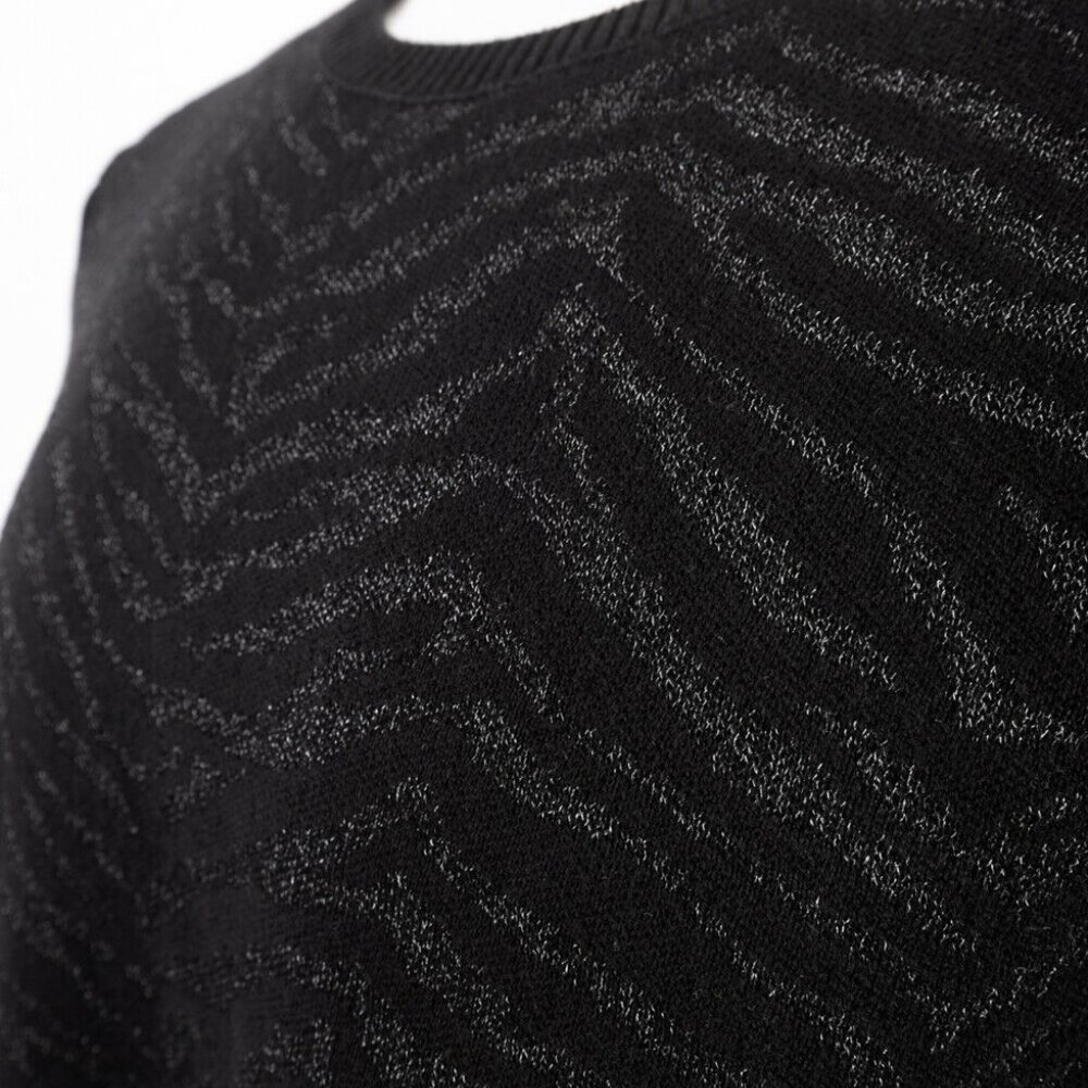 Zara Men Jacquard Sweater T-Shirt XL Black Shimmer_2